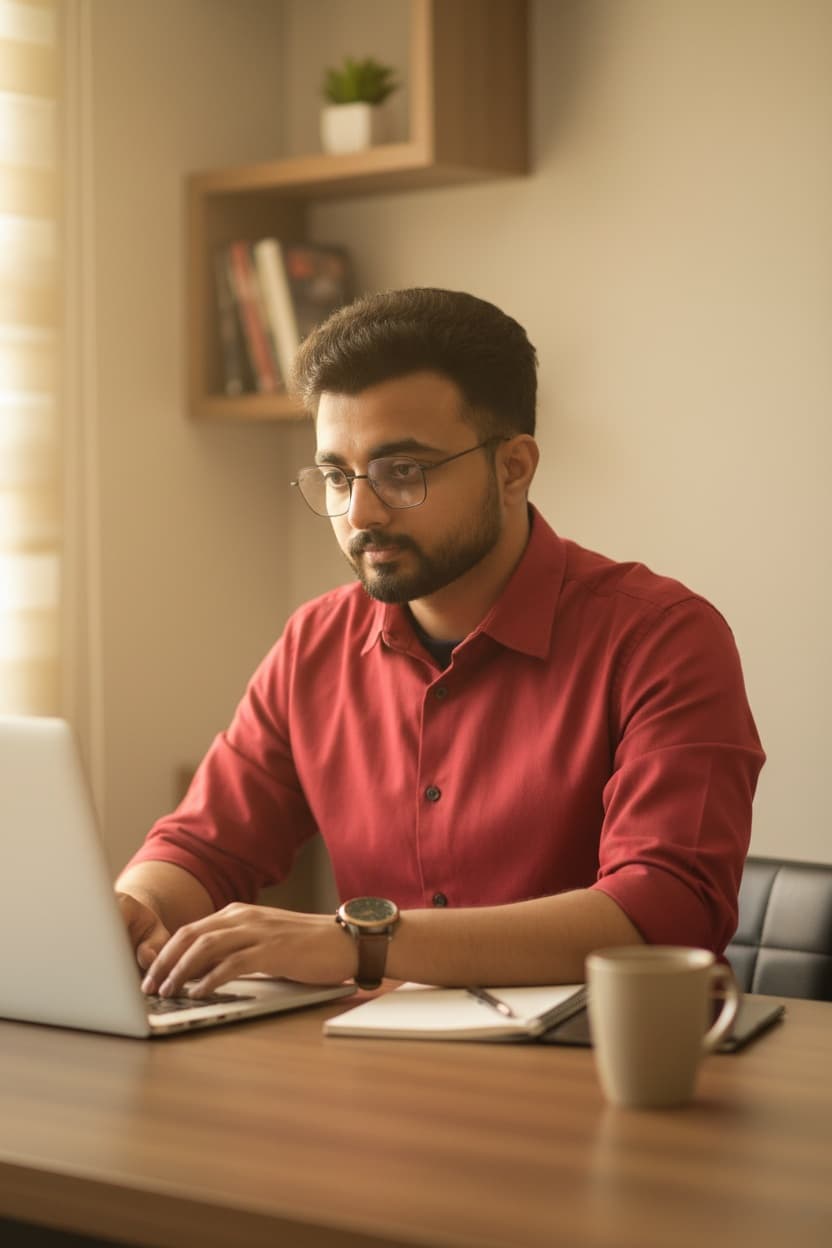 Ashwani Srivastava working at his desk