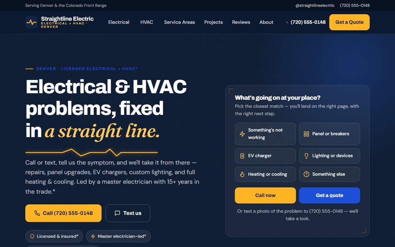 Straightline Electric — website hero